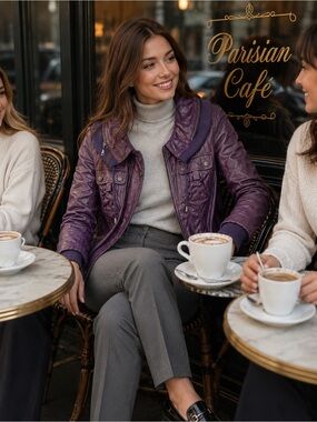 Y2K Danier Brand Plum Leather Jacket With Optional Hood